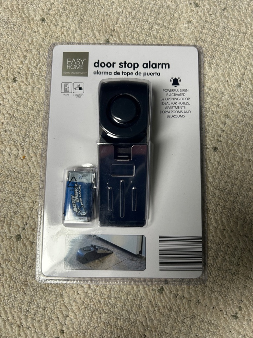 Black Door Stop Alarm - Portable Security Alert